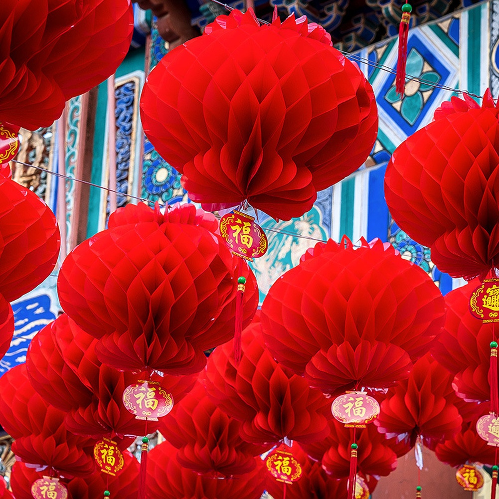 Japanese Lantern Paper - 허니컴 볼 랜턴용 빨간색 20개 세트