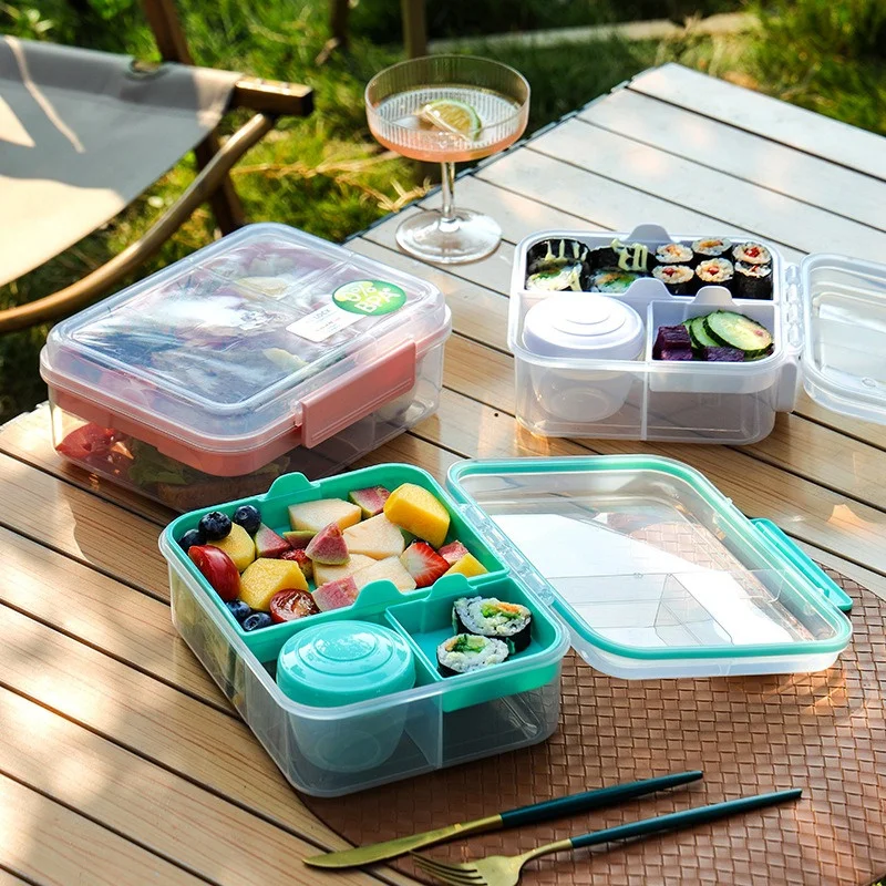 Bento Box Two Tier - 휴대용 핸들 디자인 더블 레이어 도시락