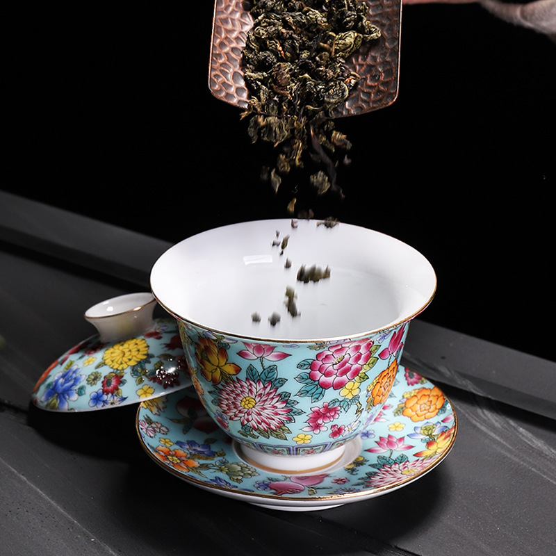 HMLOVE 백자 Sancai Gaiwan 컬러 에나멜 - Matcha Bowl Chawan 리뷰 및 가격