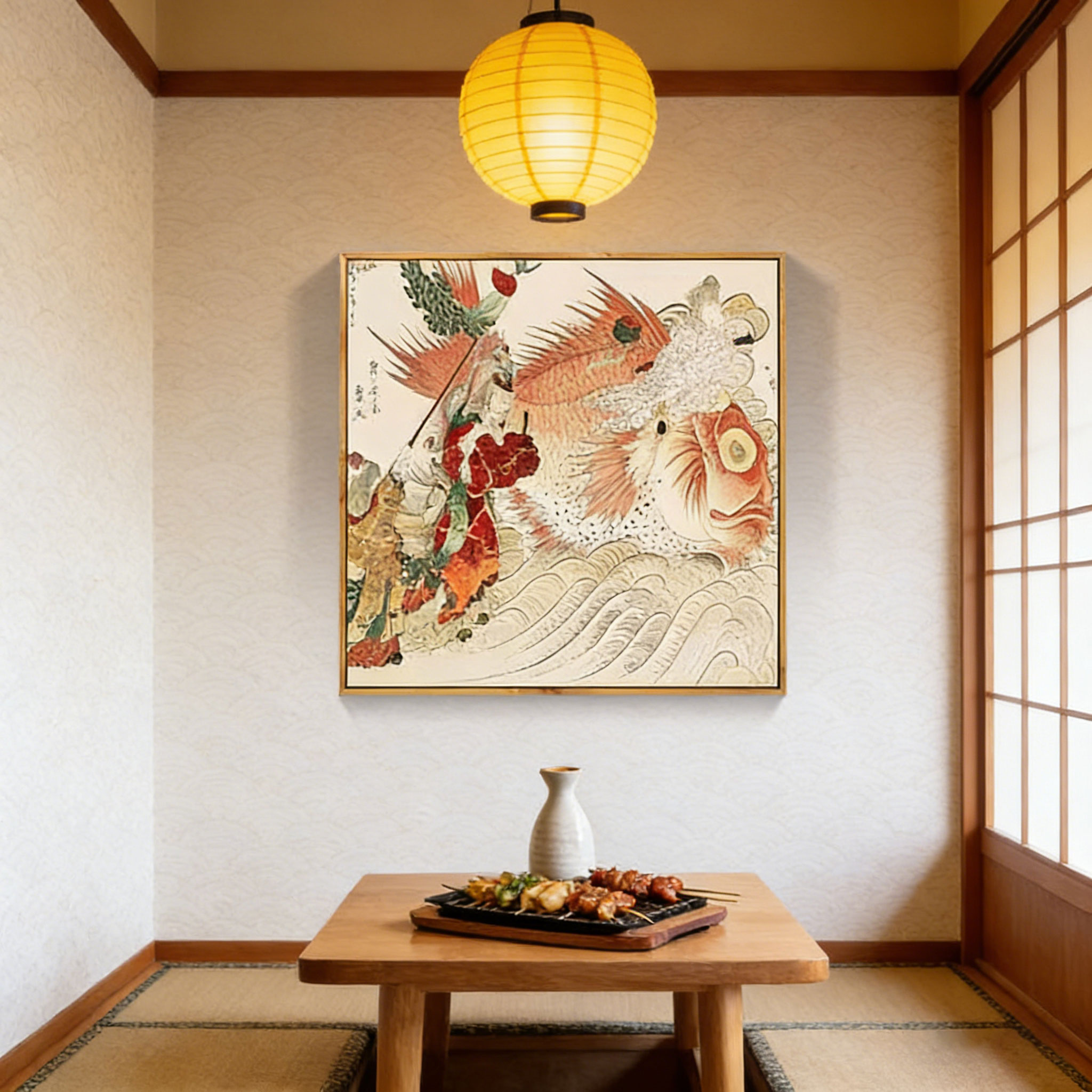 일본 우키요에 스타일 랍스터 캔버스 포스터 전통 해산물 - Japanese Restaurant Lifestyle 리뷰 및 가격