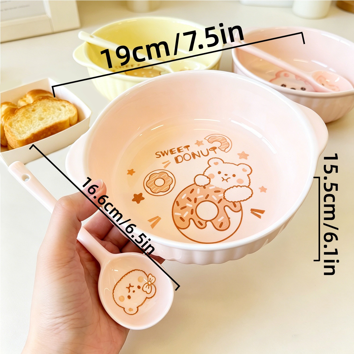 7.5인치 귀여운 만화 곰 토끼 세라믹 이중 손잡이 그 - Matcha Bowl Chawan 리뷰 및 가격