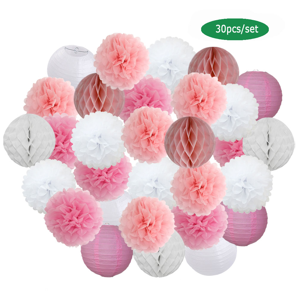 30개/세트 휴일 축제 장식 블루 화이트 종이 랜턴 6 - Japanese Lantern Paper 리뷰 및 가격