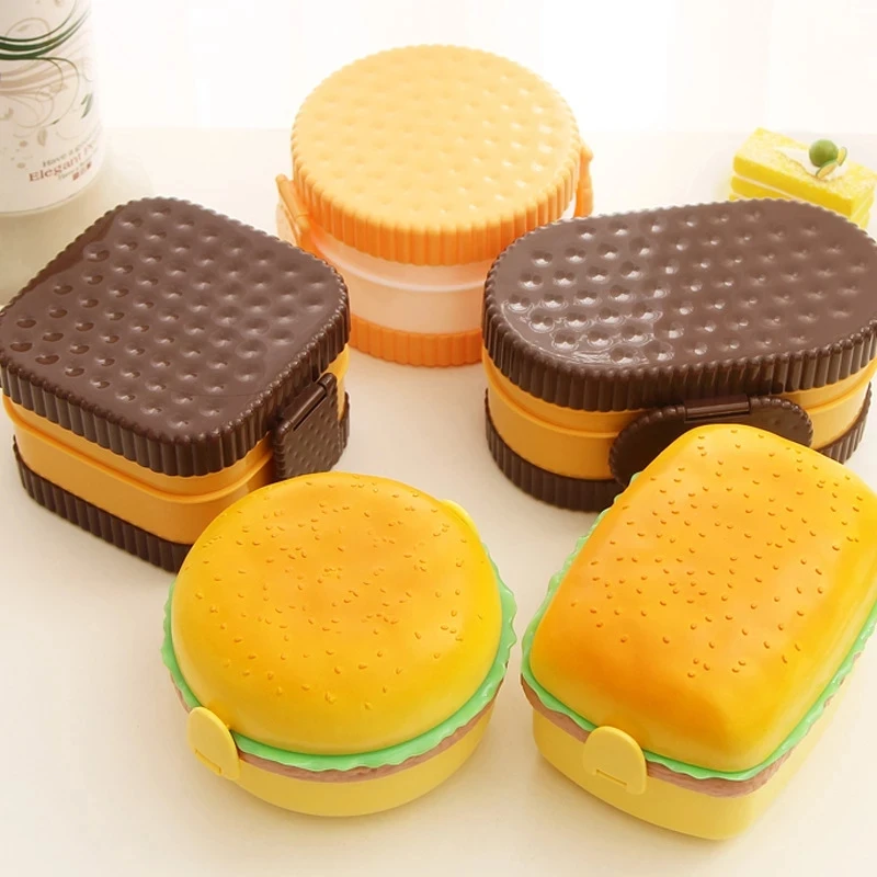 햄버거 도시락 상자 더블 계층 귀여운 버거 도시락 도시 - Bento Box Two Tier 리뷰 및 가격