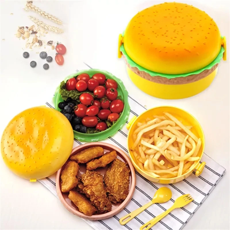 햄버거 도시락 상자 더블 계층 귀여운 버거 도시락 도시 - Bento Box Two Tier 리뷰 및 가격