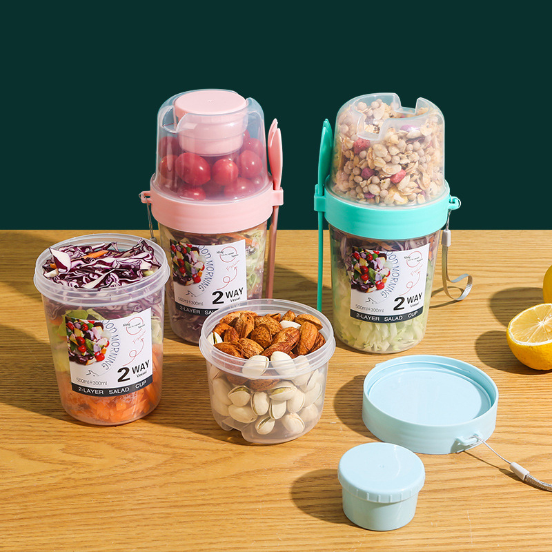 아침식사 과일 오트 요거트 샐러드 컵 뚜껑과 숟가락 포 - Bento Box Two Tier 리뷰 및 가격