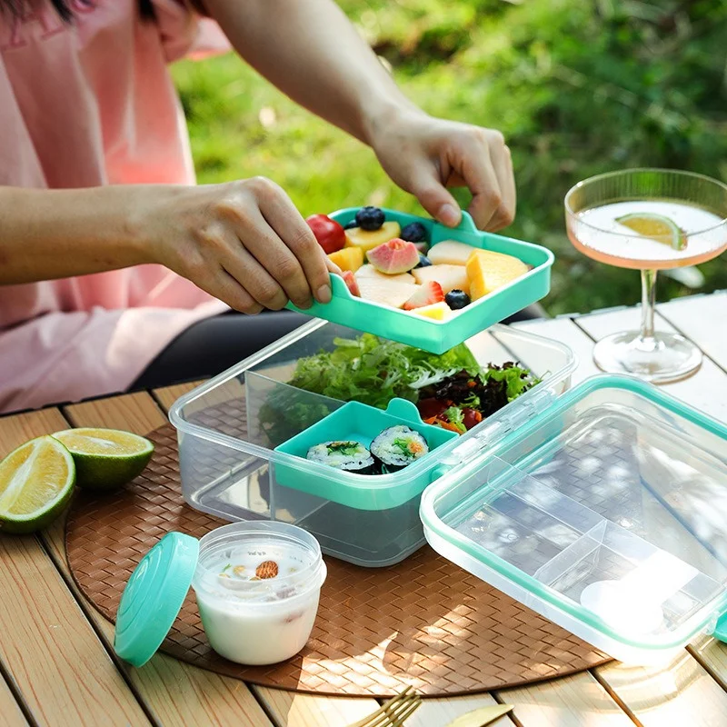 휴대용 핸들 디자인 더블 레이어 도시락 상자 구획 도시 - Bento Box Two Tier 리뷰 및 가격